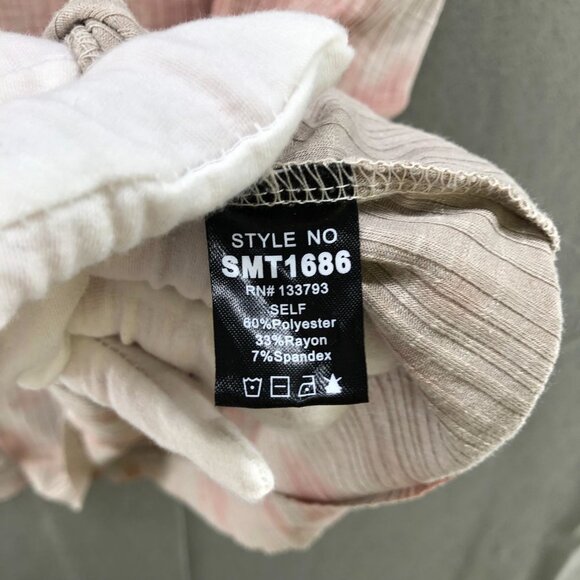 POL Tie Dye Ribbed Henley Tee Top Womens Large L Ivory Taupe SMT1686 - Picture 7 of 12